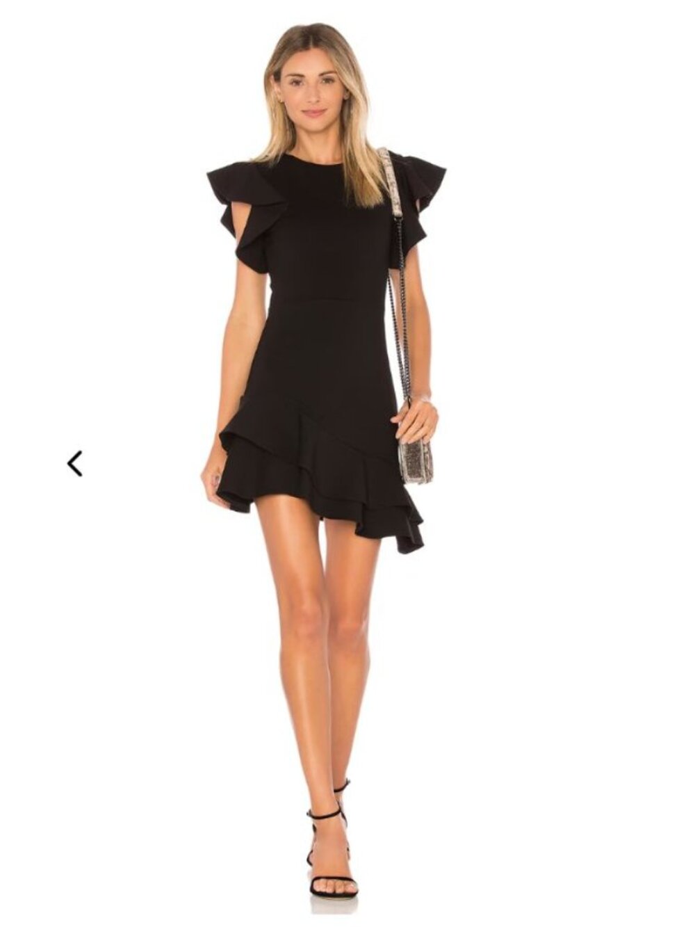 Amanda Uprichard Eclipse Mini Dress in Black Powerstretch Fabric Flutter Small